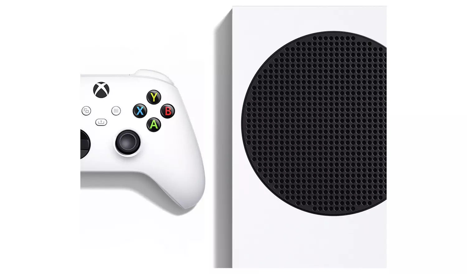 Xbox Series S console grille with partial white controller view