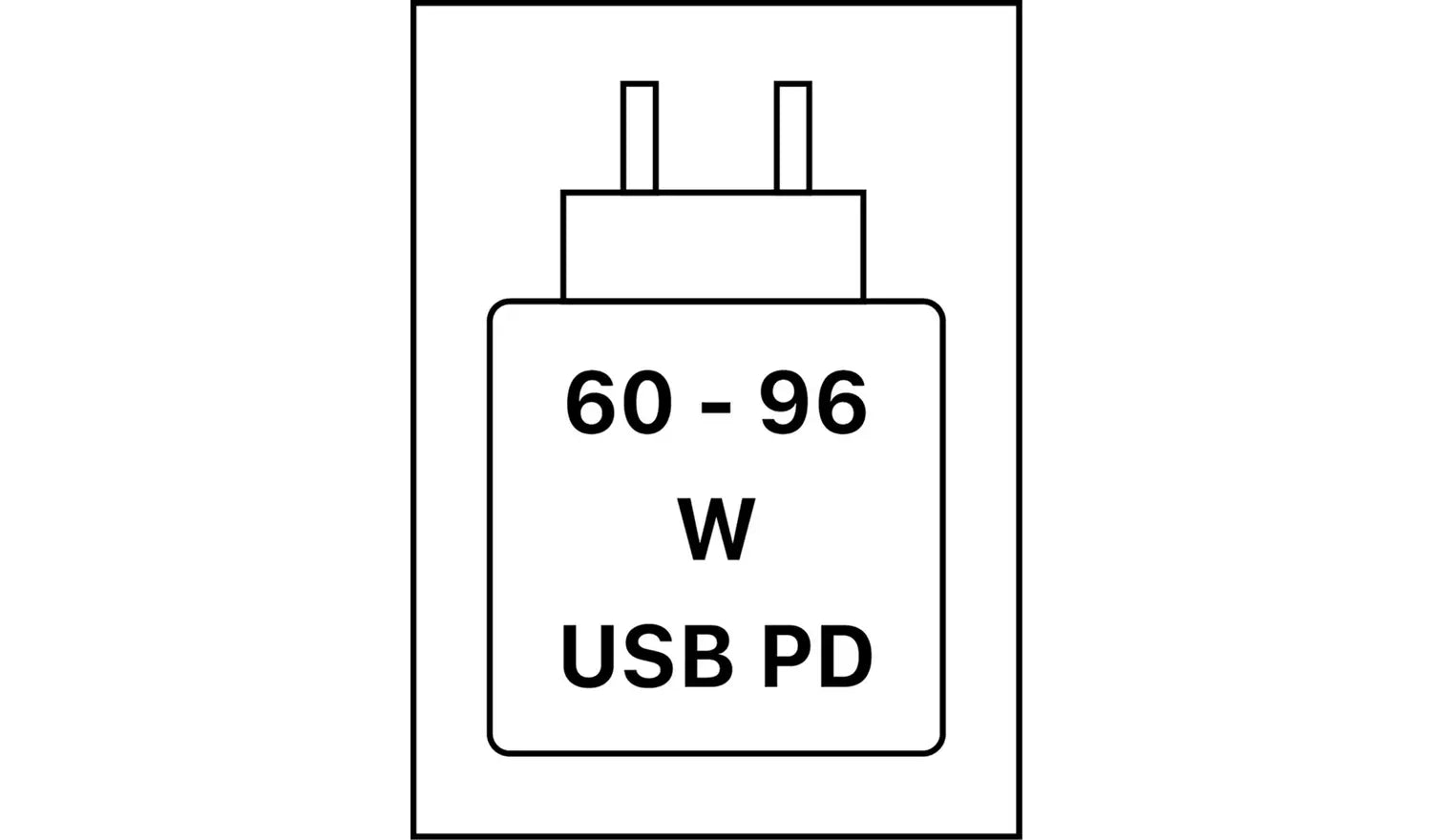 USB PD power adapter rated 60–96 W