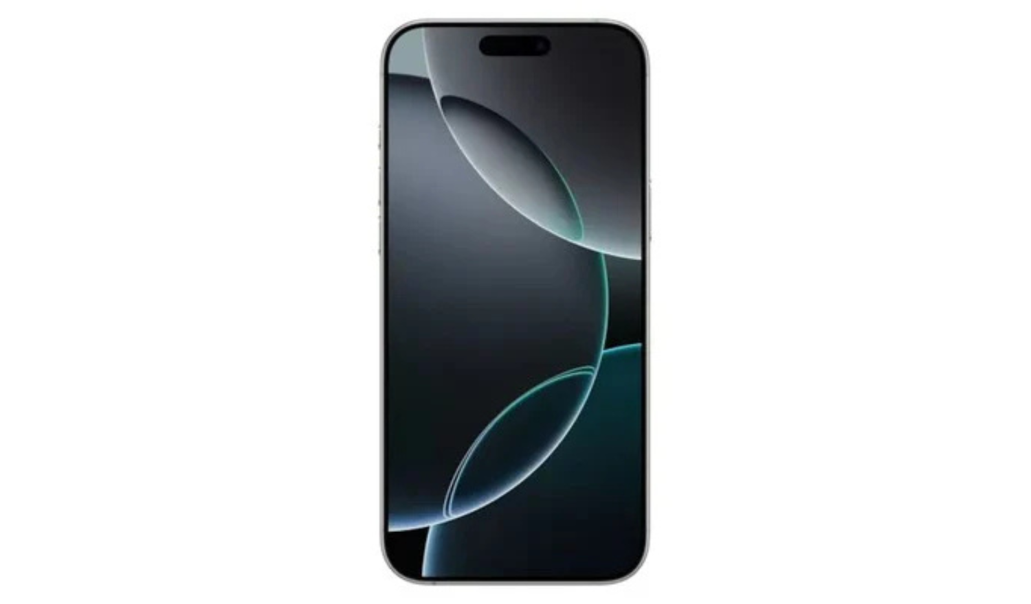 Black iPhone front with notch display and abstract blue wallpaper