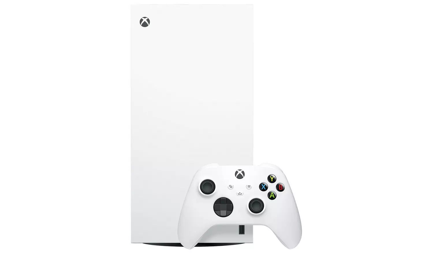 Xbox Series X console in white with a matching white wireless controller