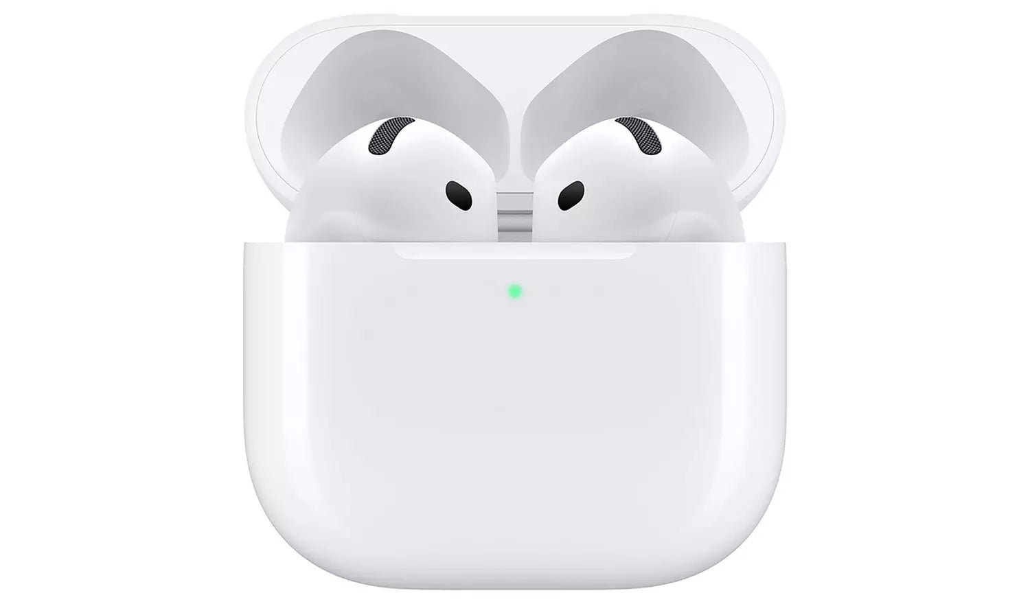 Offenes weißes Ladecase mit zwei AirPods-Kopfhörern im Inneren