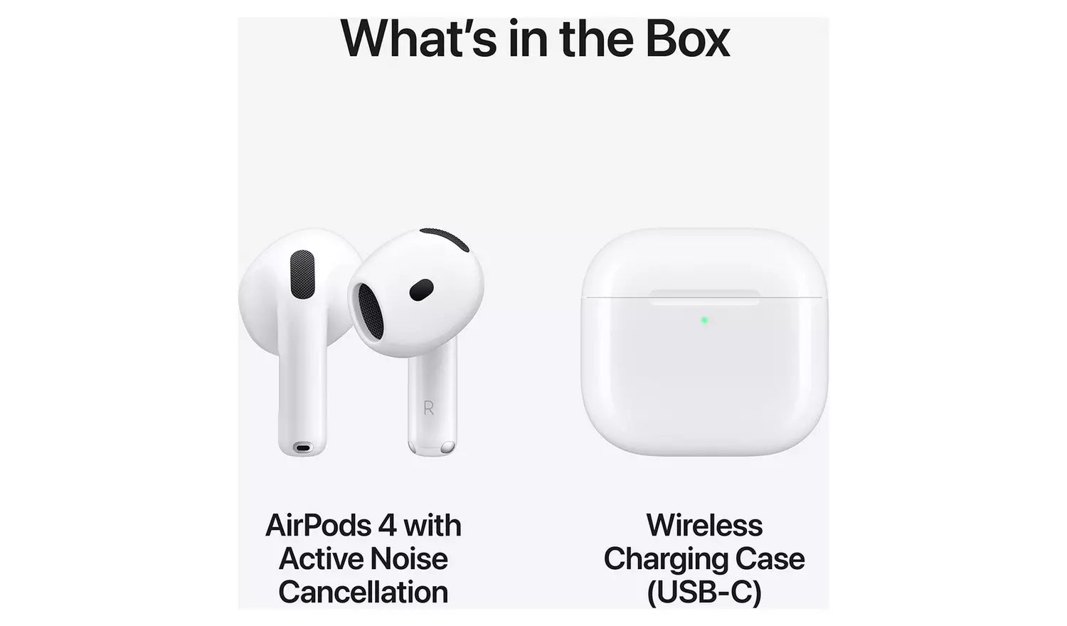 What’s in the box: AirPods 4 and wireless USB-C charging case