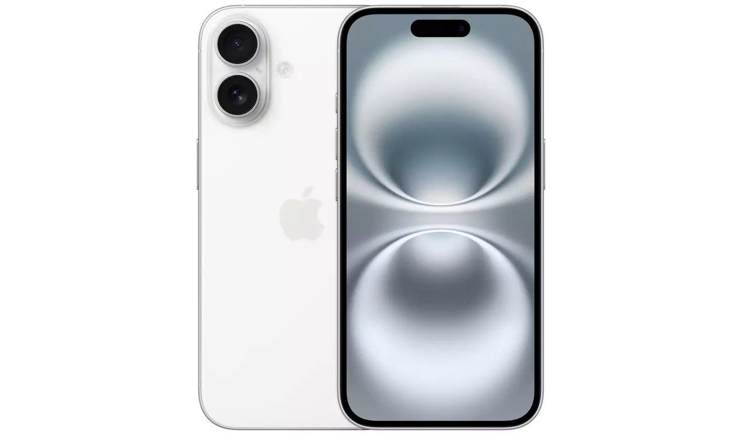 iPhone 16 128GB entsperrt – Weiß, Vorder- und Rückseite, Dual-Kamera