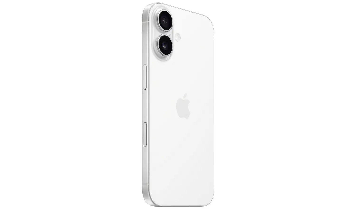White iPhone back with dual cameras and Apple logo, smooth glass finish