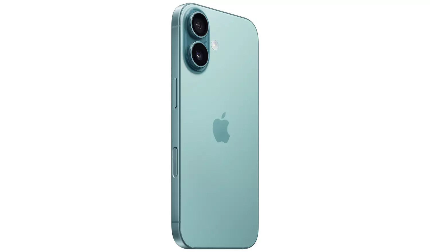 iPhone 16 128GB entsperrt – Teal, Rückseite mit Dual-Kamera und Apple-Logo