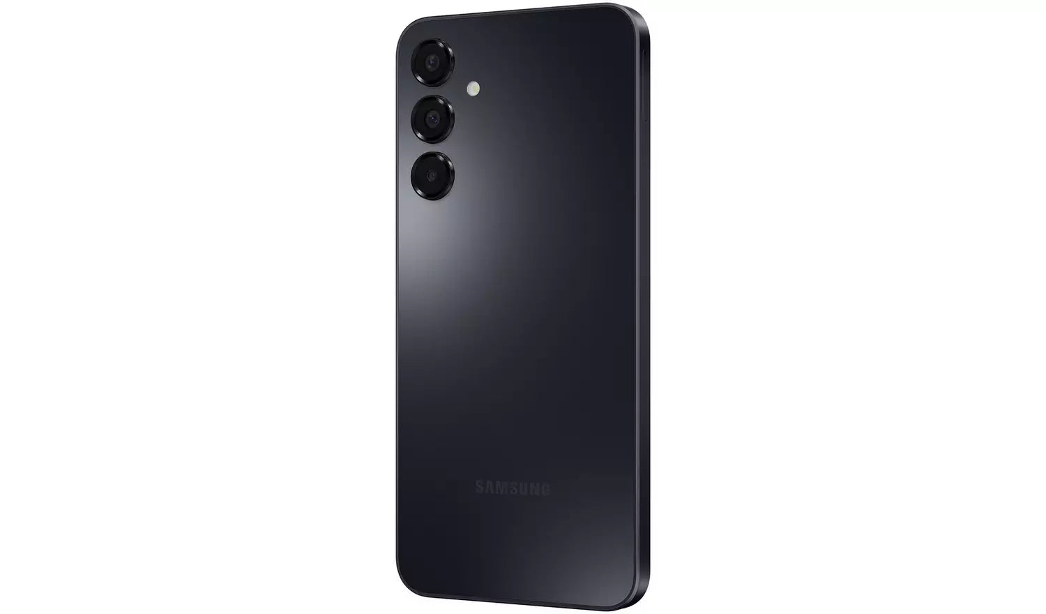 Galaxy A16 4G blue-black back with triple camera lenses and Samsung logo