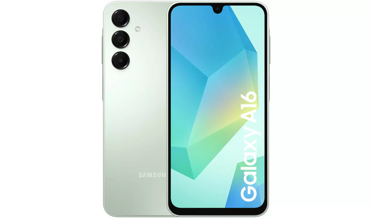 Smartphone with light back and blue-green display on the front