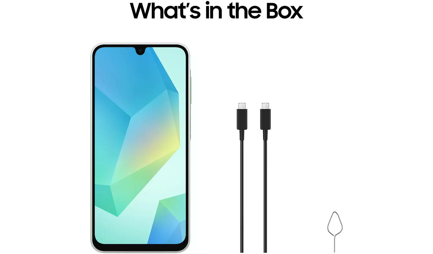 Galaxy A16 4G in the box: smartphone plus charging USB cables