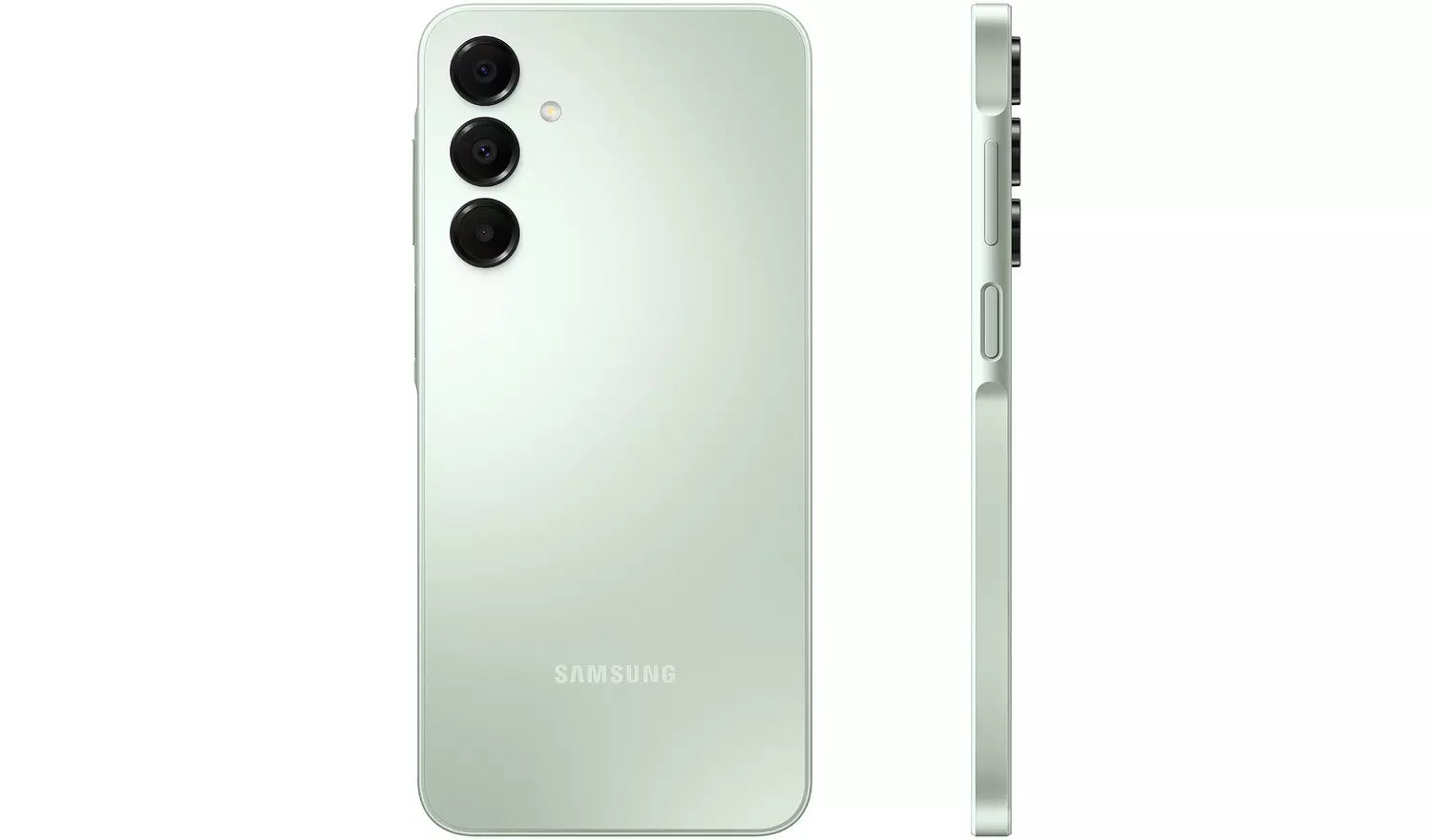 Smartphone back in light color with triple camera and side edge
