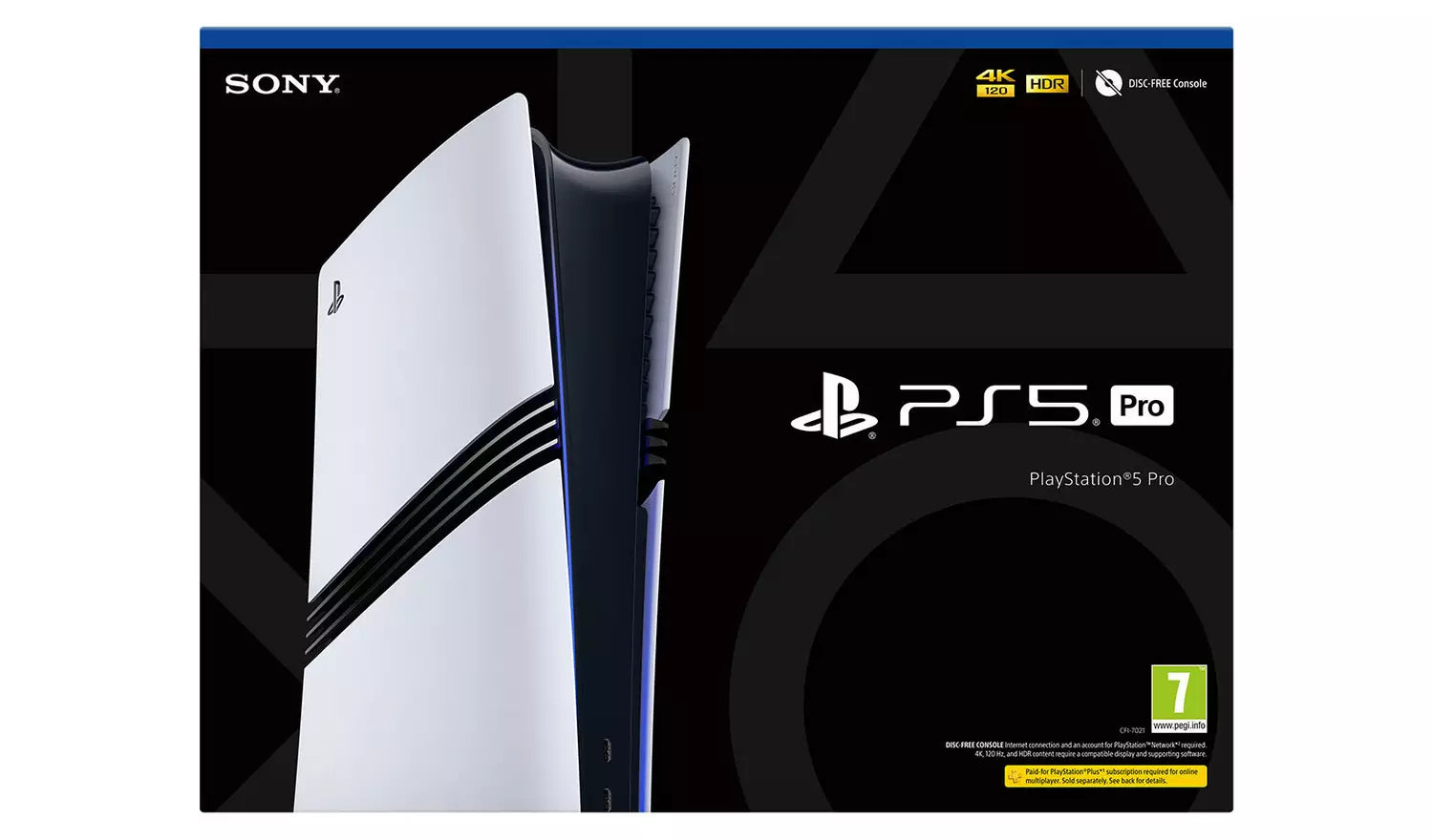 PS5 Pro Digital Console 2TB, Vorderansicht der Produktverpackung (schwarz/weiß)