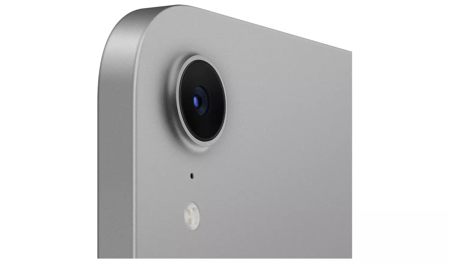 Blue iPad mini back close-up with rear camera lens