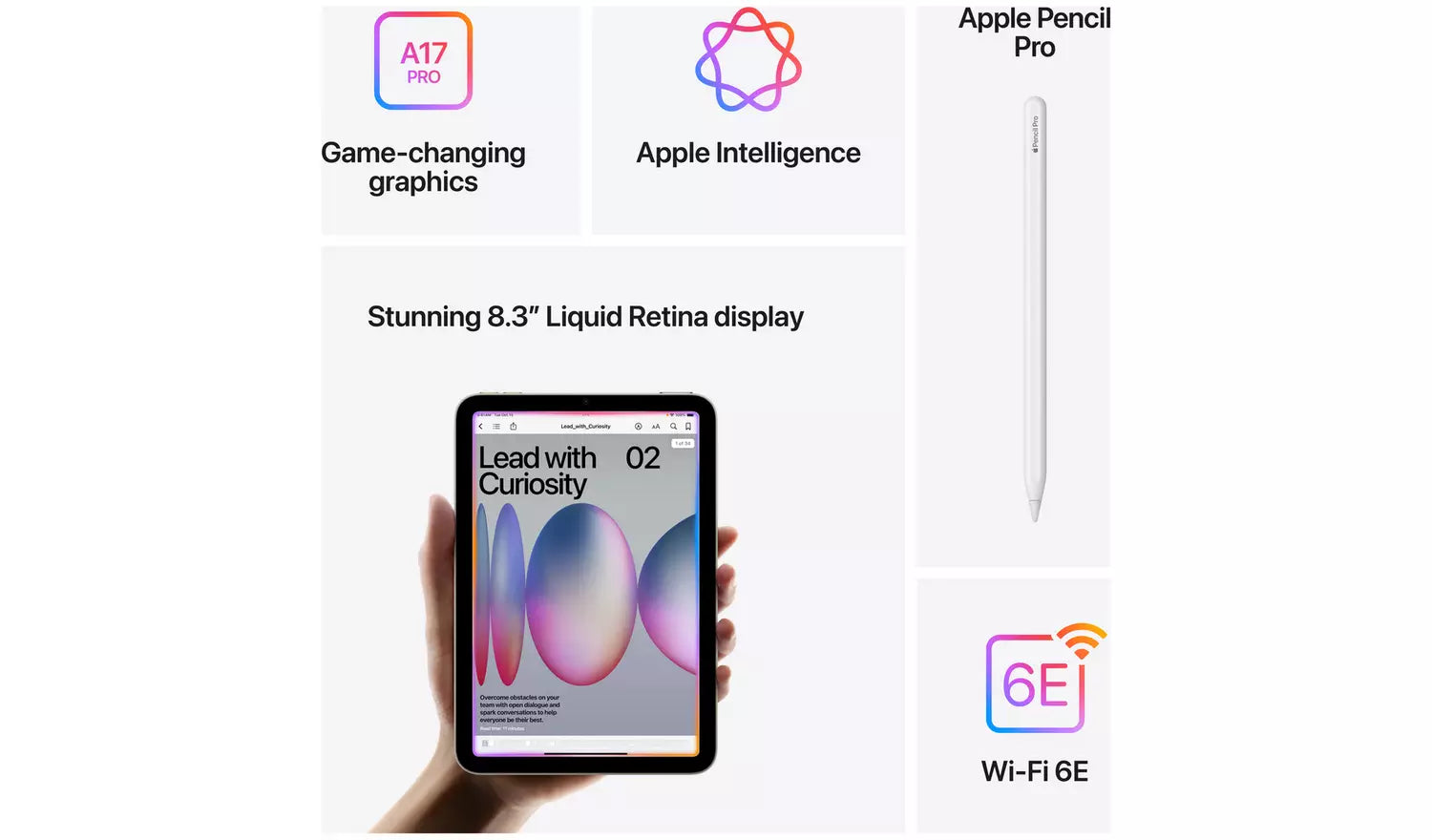 iPad mini with 8.3-inch Liquid Retina screen and Apple Pencil Pro