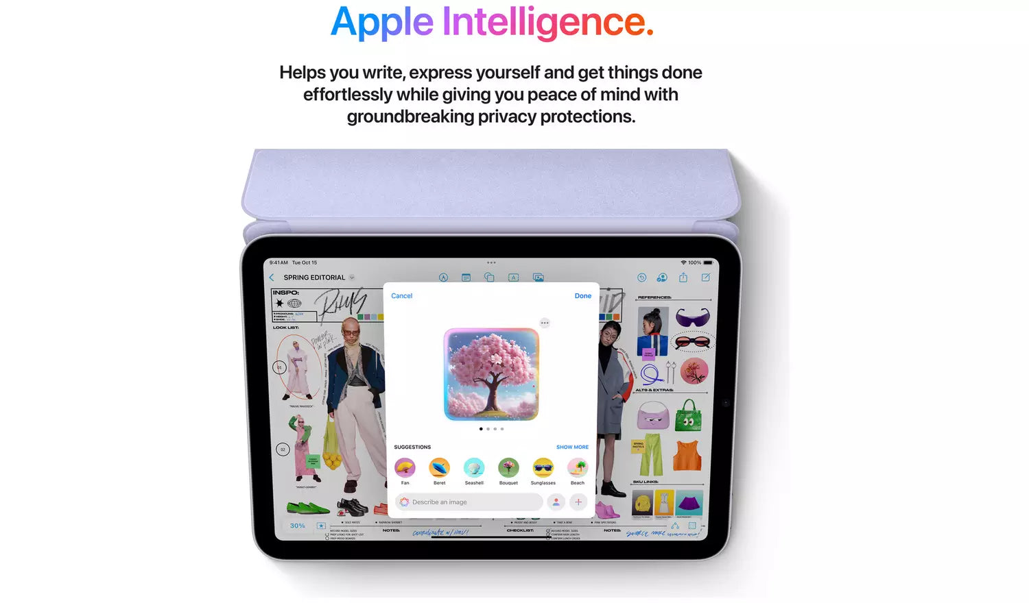 iPad mini tablet showing app icons and colorful content on the display