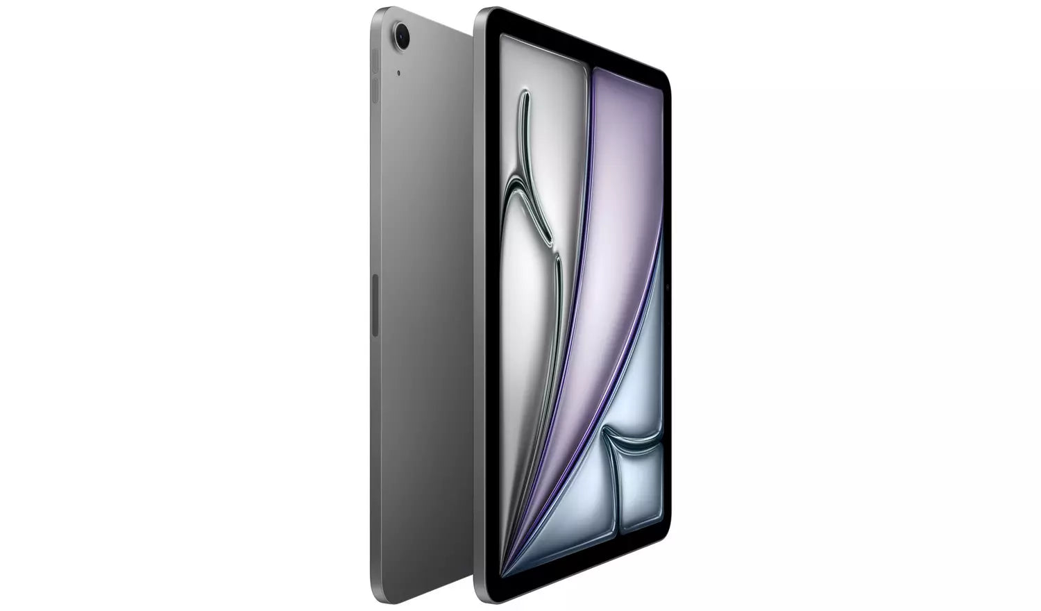 iPad Air blue tablet side angle with back and front in view