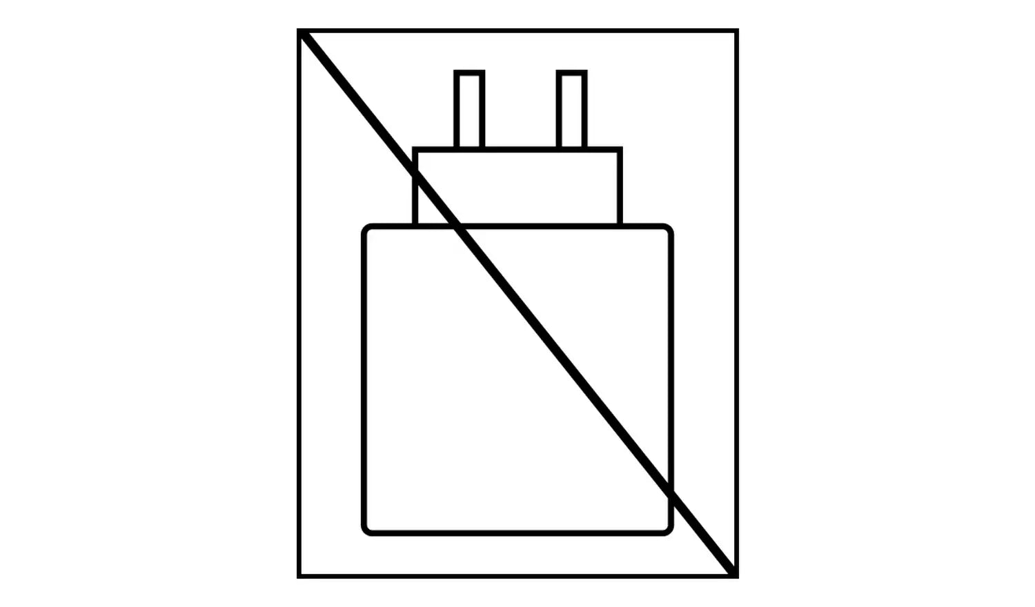 Charging icon diagram with plug and diagonal slash