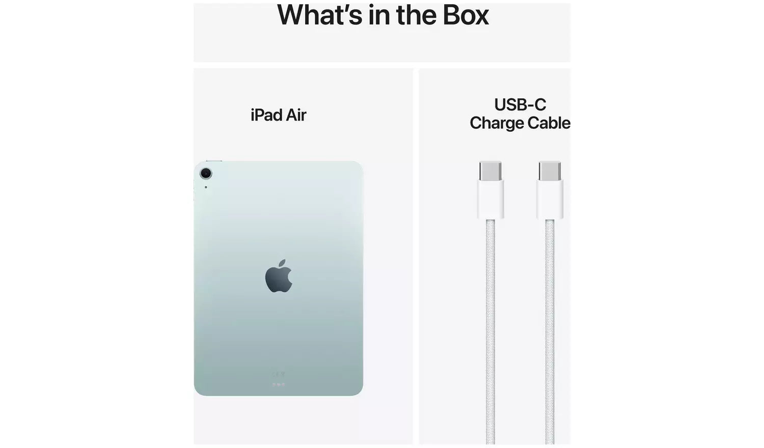Lieferumfang: iPad Air und USB‑C Ladekabel