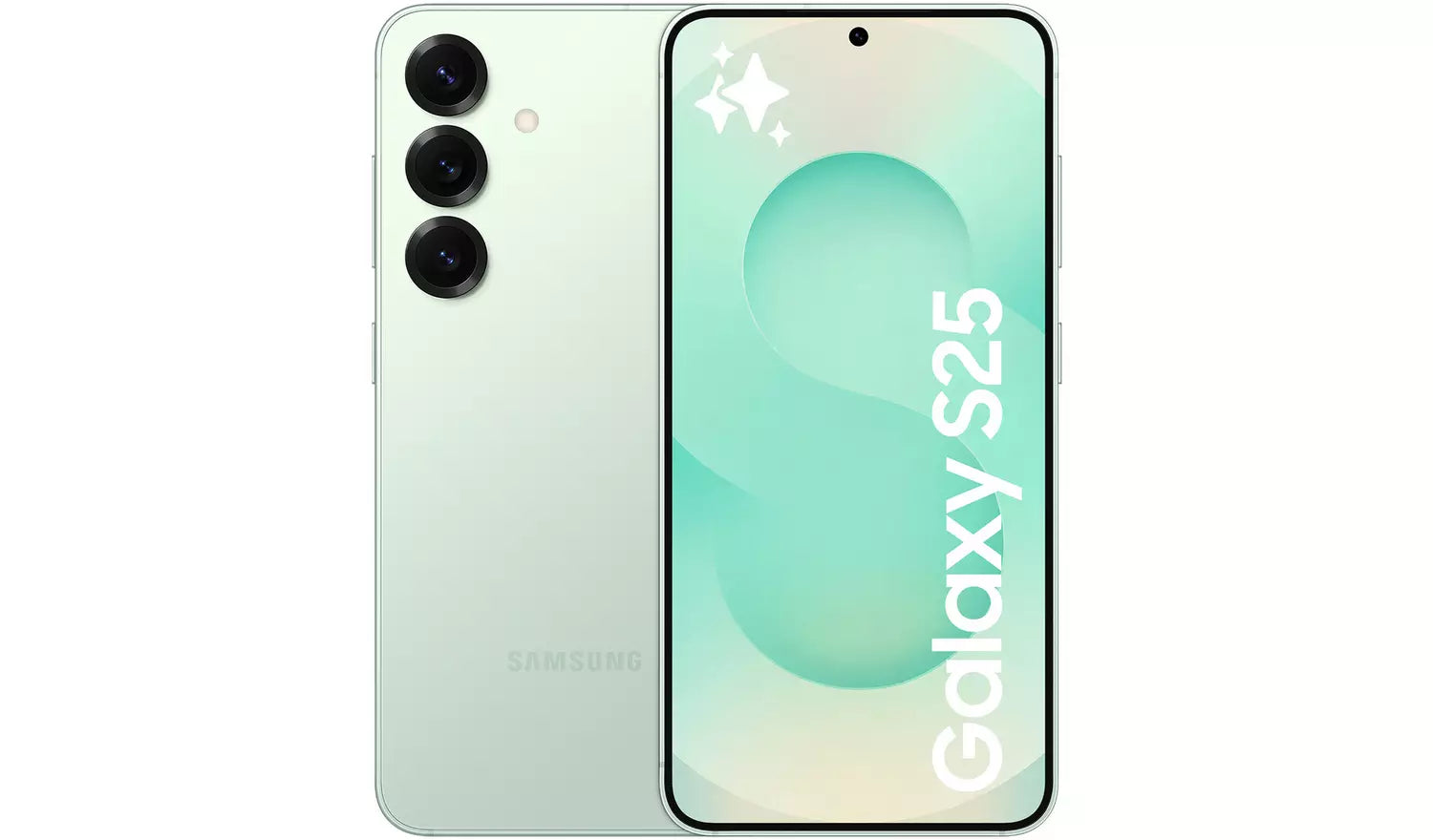 Galaxy S25 5G Smartphone in Blau, Front und Rückseite