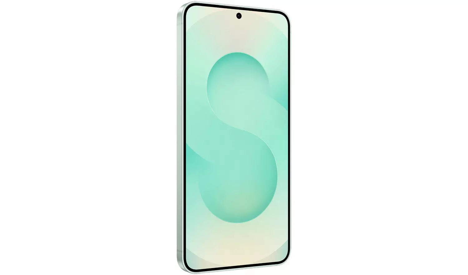 Samsung Galaxy S25 5G smartphone front view with blue-toned wallpaper and thin bezels