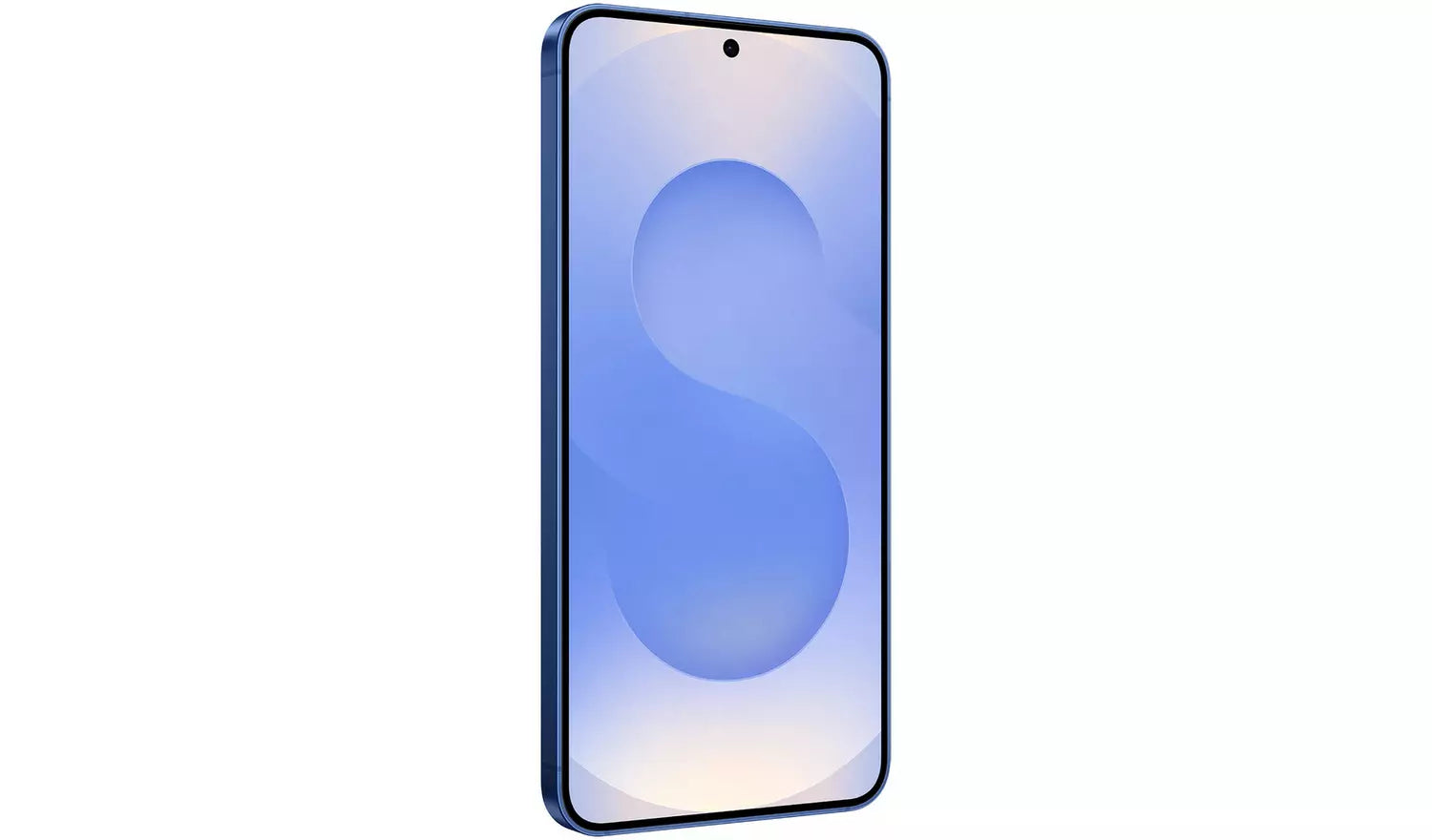Blue Galaxy S25 5G front: curved screen with hole-punch camera
