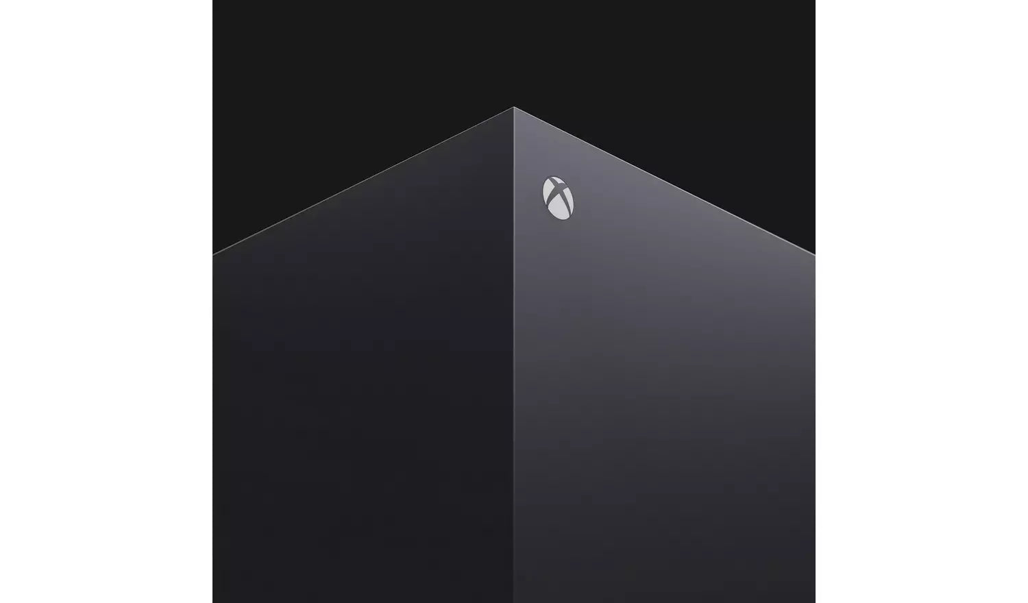 Xbox Series X console bovenkant met Xbox-logo, donker afwerking