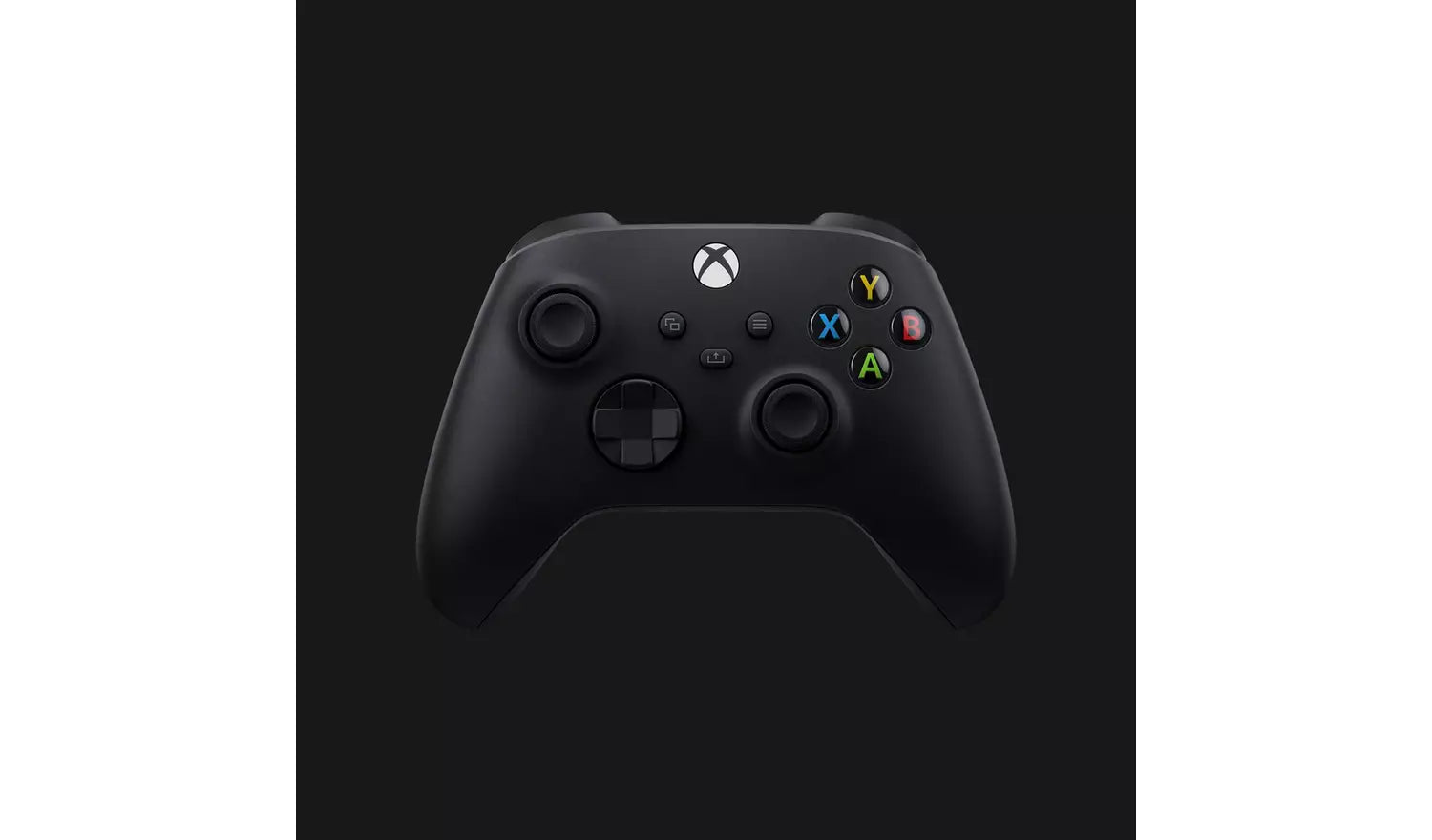Zwarte Xbox-controller met gekleurde A/B/X/Y-knoppen en Xbox-logo