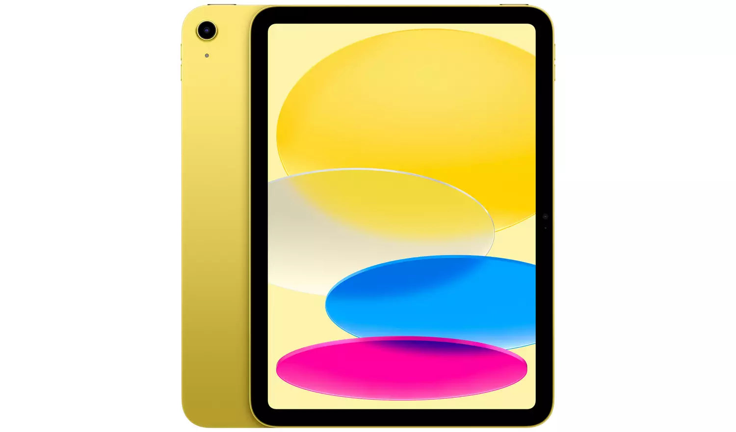 Pink iPad 2025 11-inch tablet front view with colorful home-screen graphic