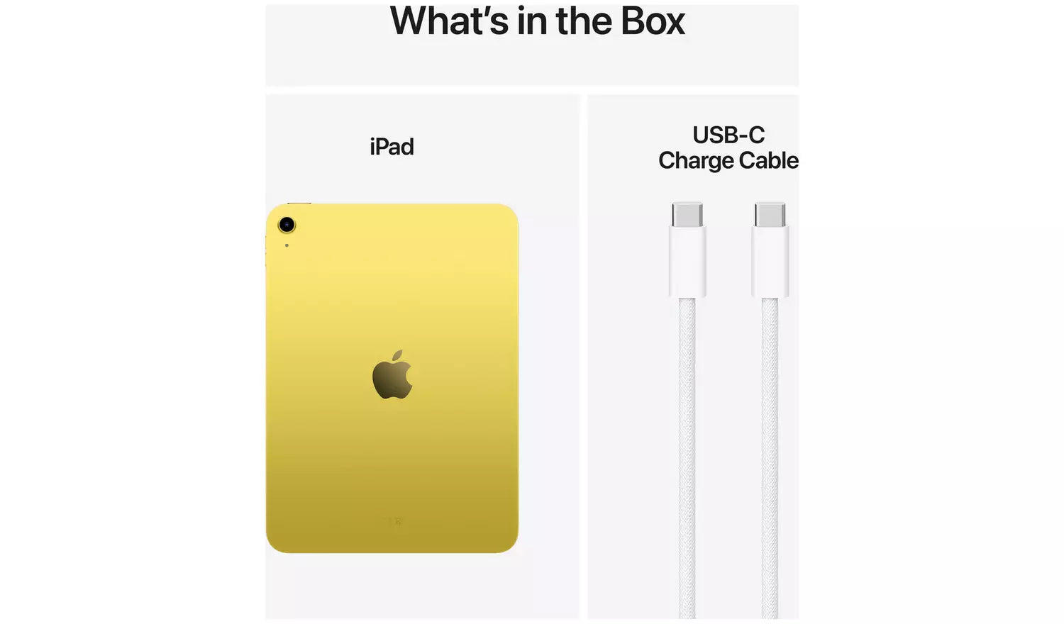 Pink iPad 2025 back with USB-C charge cable, in the box
