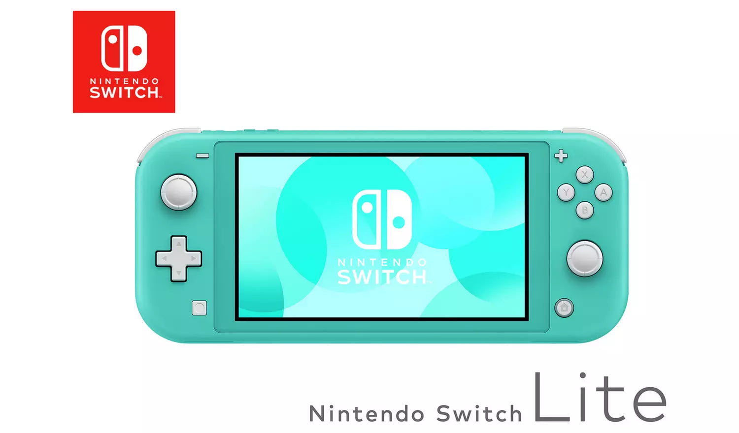 Turquoise Nintendo Switch Lite handheld console front view with buttons and sticks
