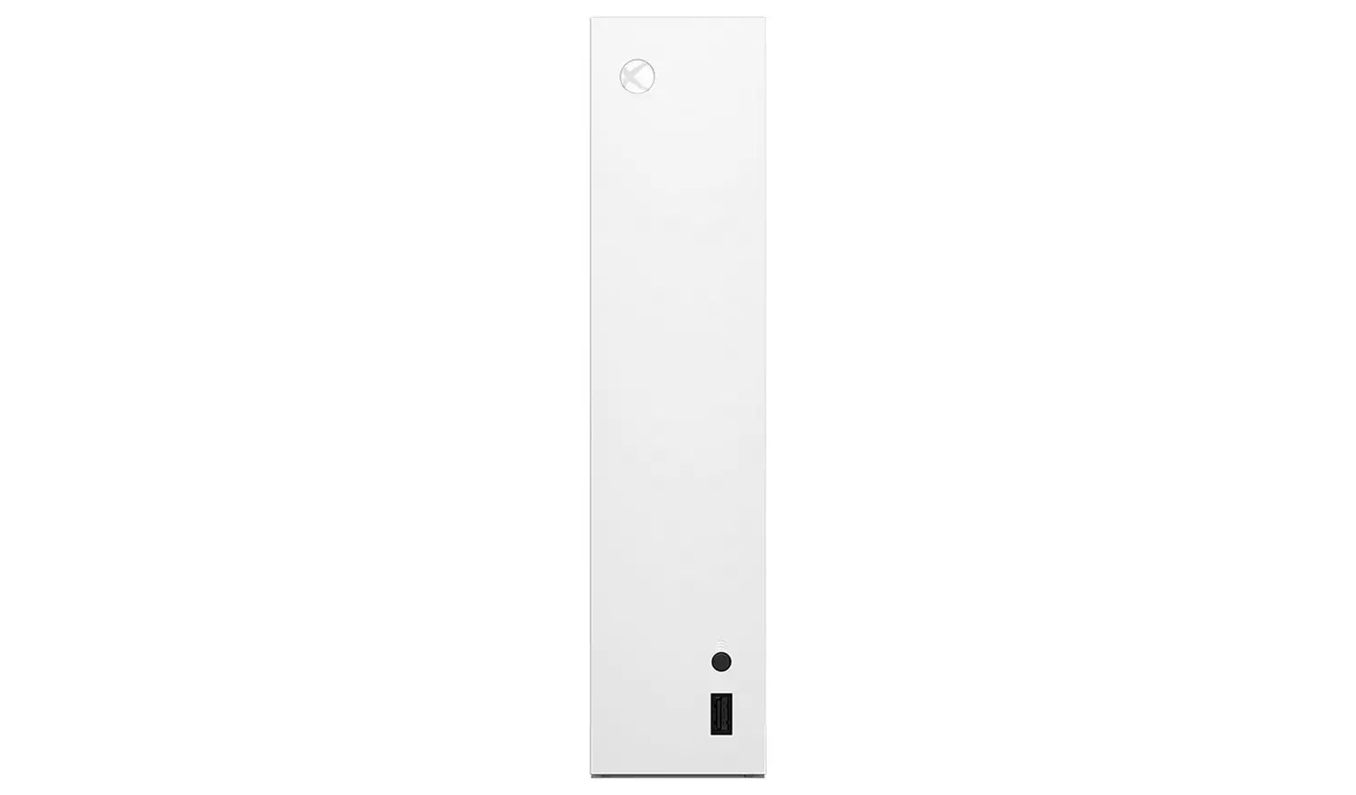 Xbox Series S 512GB box back with small Xbox logo and port/vent opening
