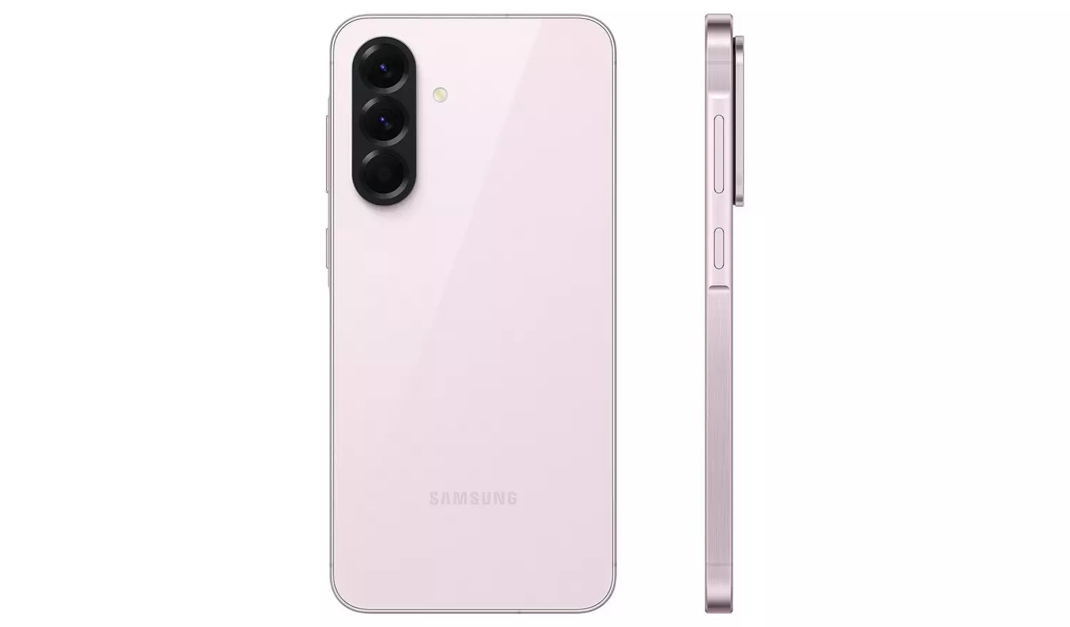 Pink Samsung Galaxy A56 5G back view with dual camera and flash