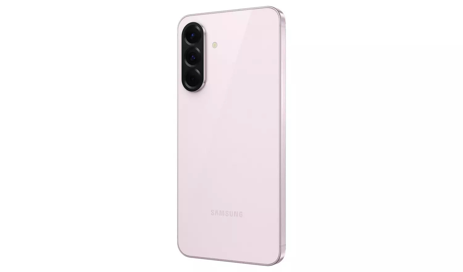 Light pink smartphone back view with dual-lens camera