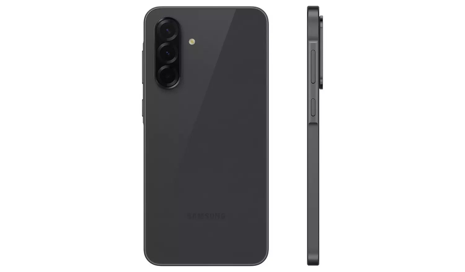 Galaxy A36 5G smartphone, back and side view, black, SIM-free, 256GB