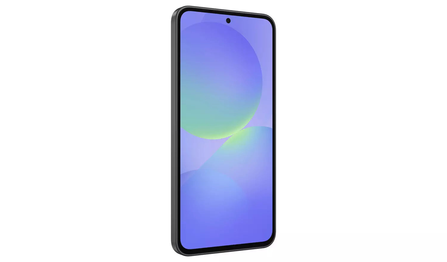 Galaxy A36 5G smartphone, front view angled, black bezel, 256GB