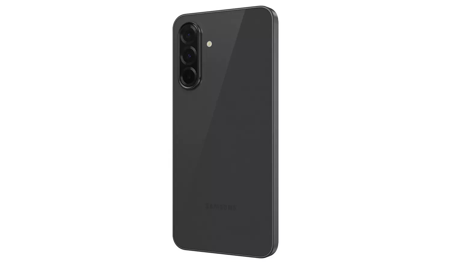 Galaxy A36 5G smartphone, back view angled, black, dual camera, 256GB