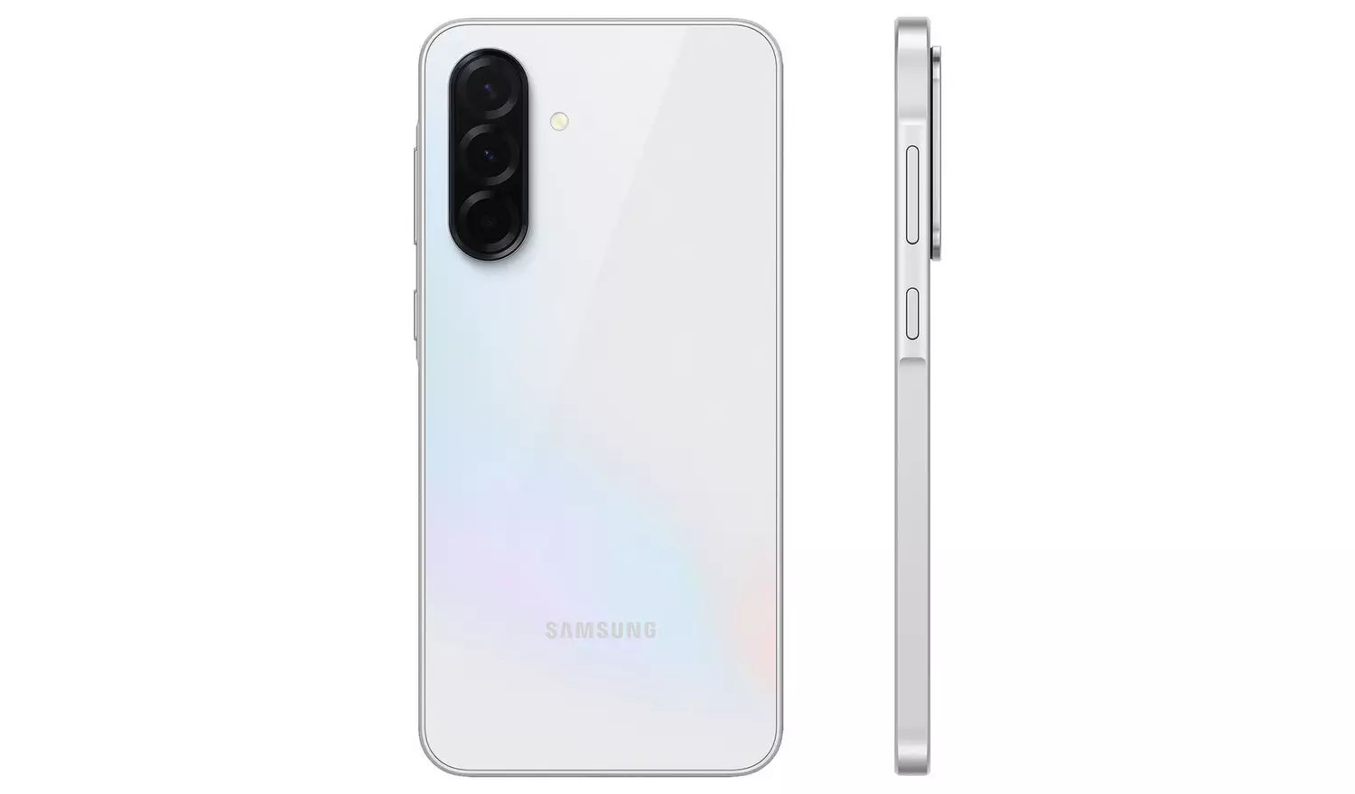 Galaxy A36 5G smartphone rear and side profile, triple camera on back