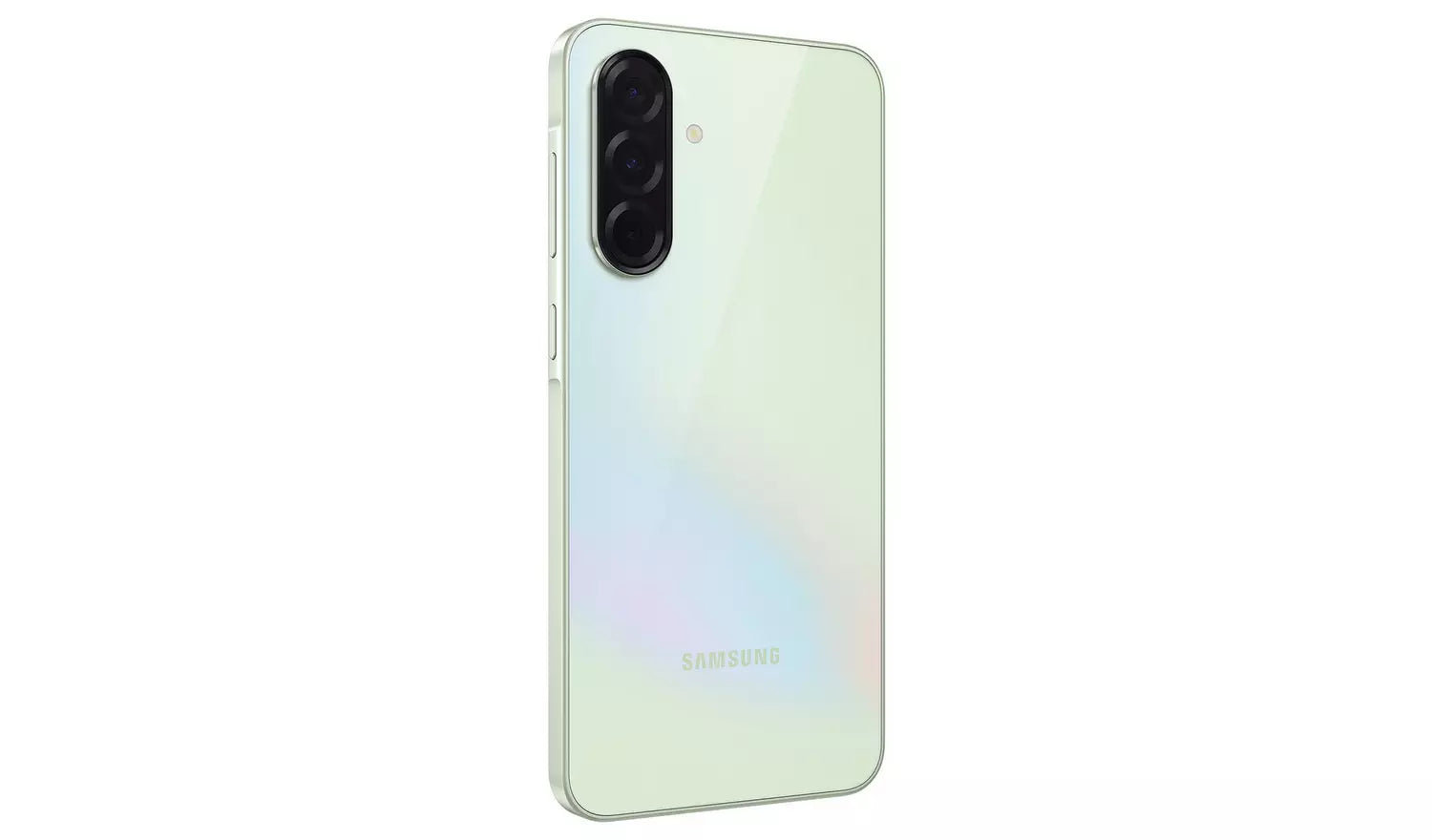 Galaxy A36 5G back view in light mint, dual rear cameras