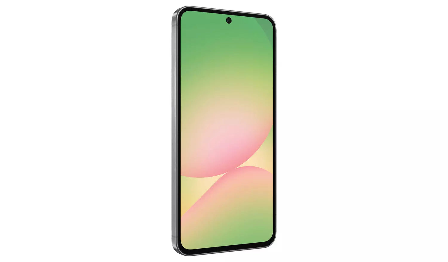 Samsung Galaxy A56 5G front view, slim bezels and multicolor wallpaper