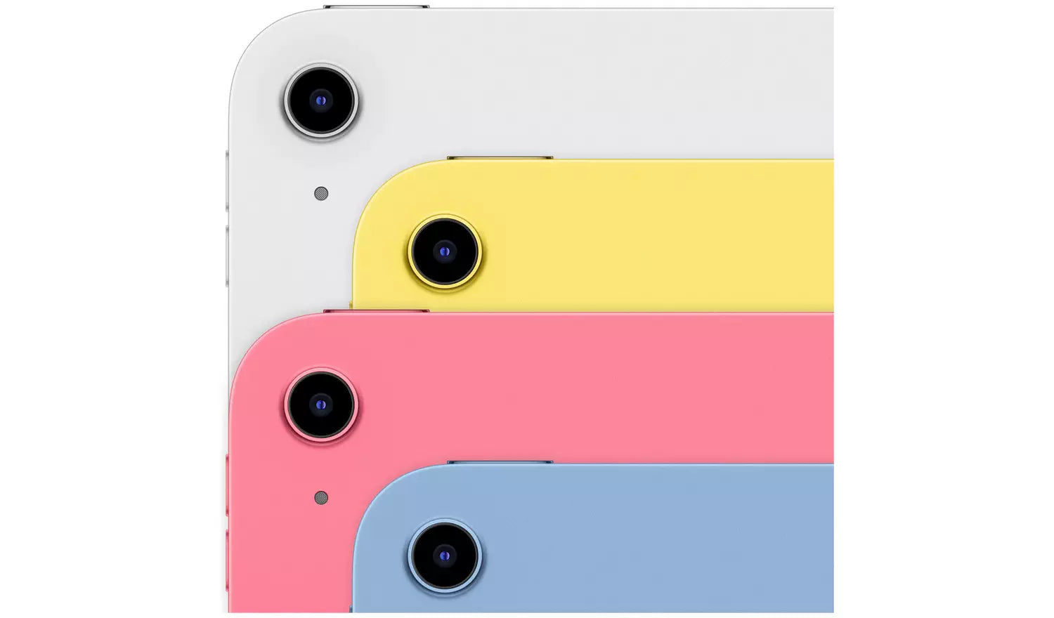 iPad back colors: pink, yellow, silver, and blue