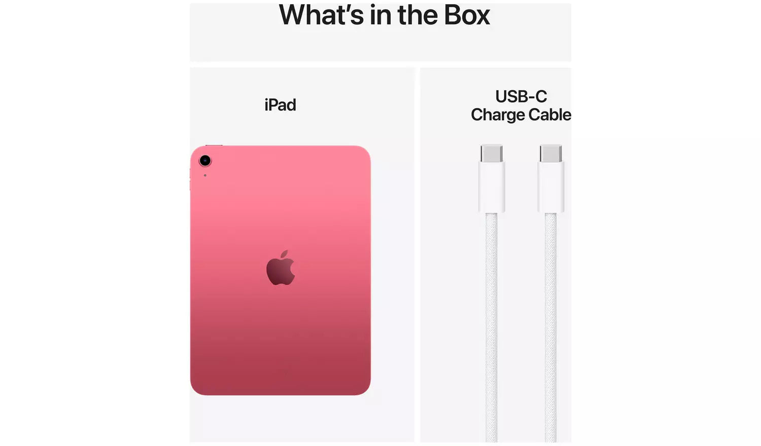 What’s in the box: iPad, USB‑C charge cable