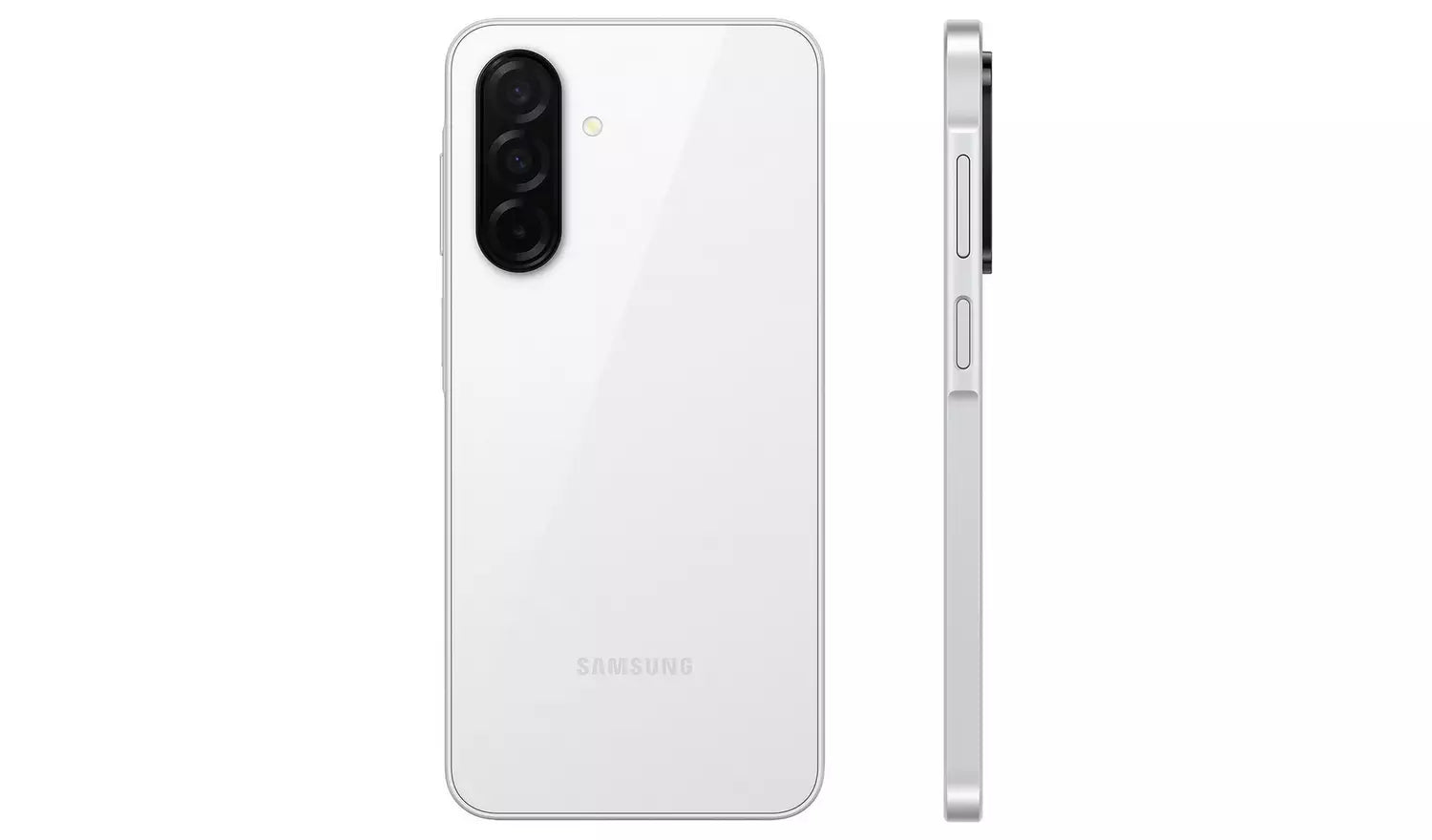 White smartphone back with dual cameras and side buttons