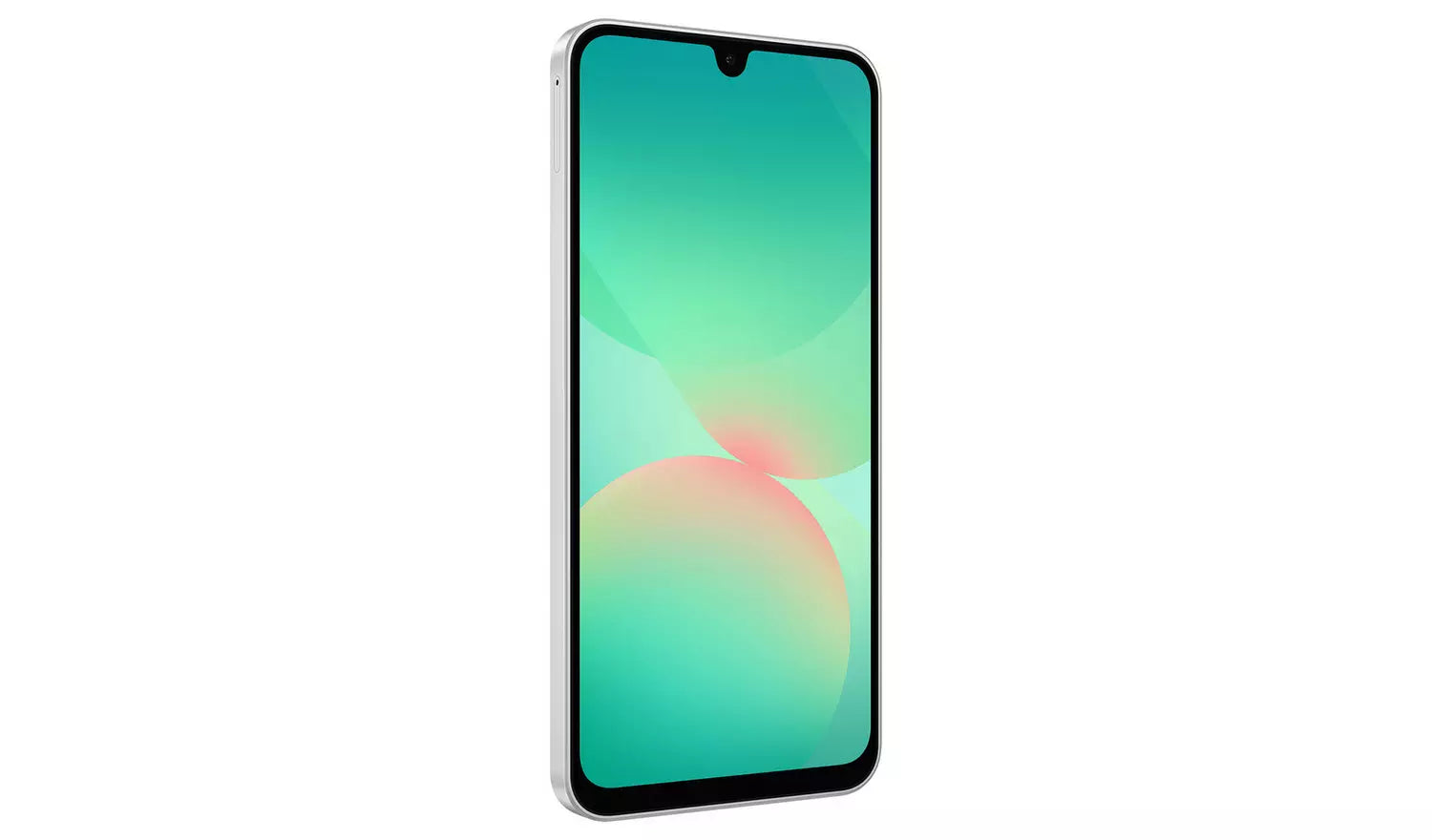 Mint smartphone front with notch and slim black bezel