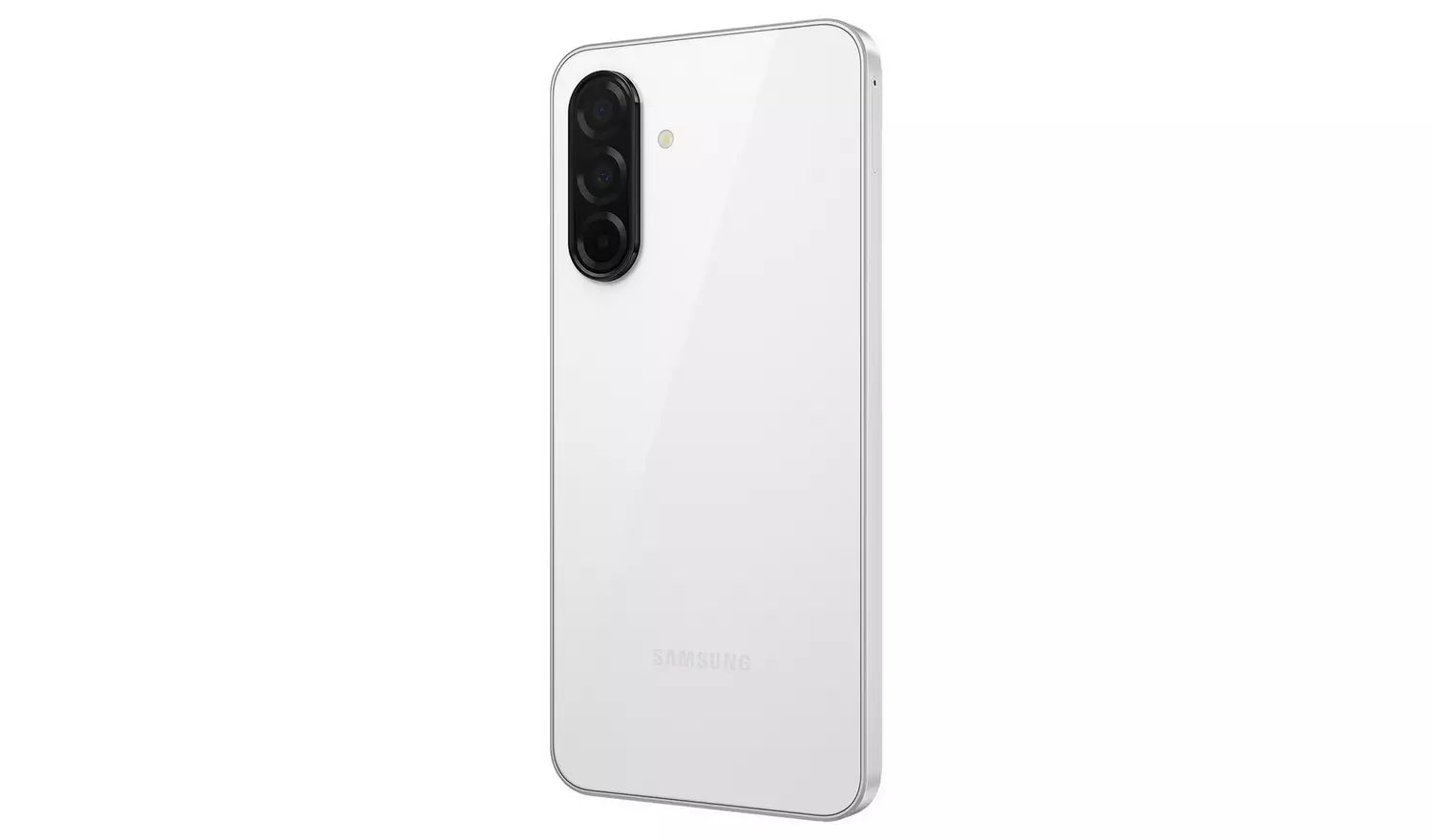 White smartphone back panel with dual camera and logo