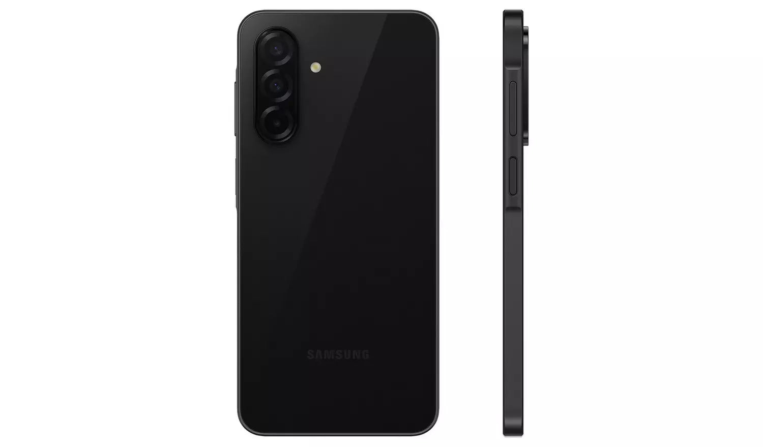 Samsung Galaxy A26 5G black smartphone back view with triple rear camera