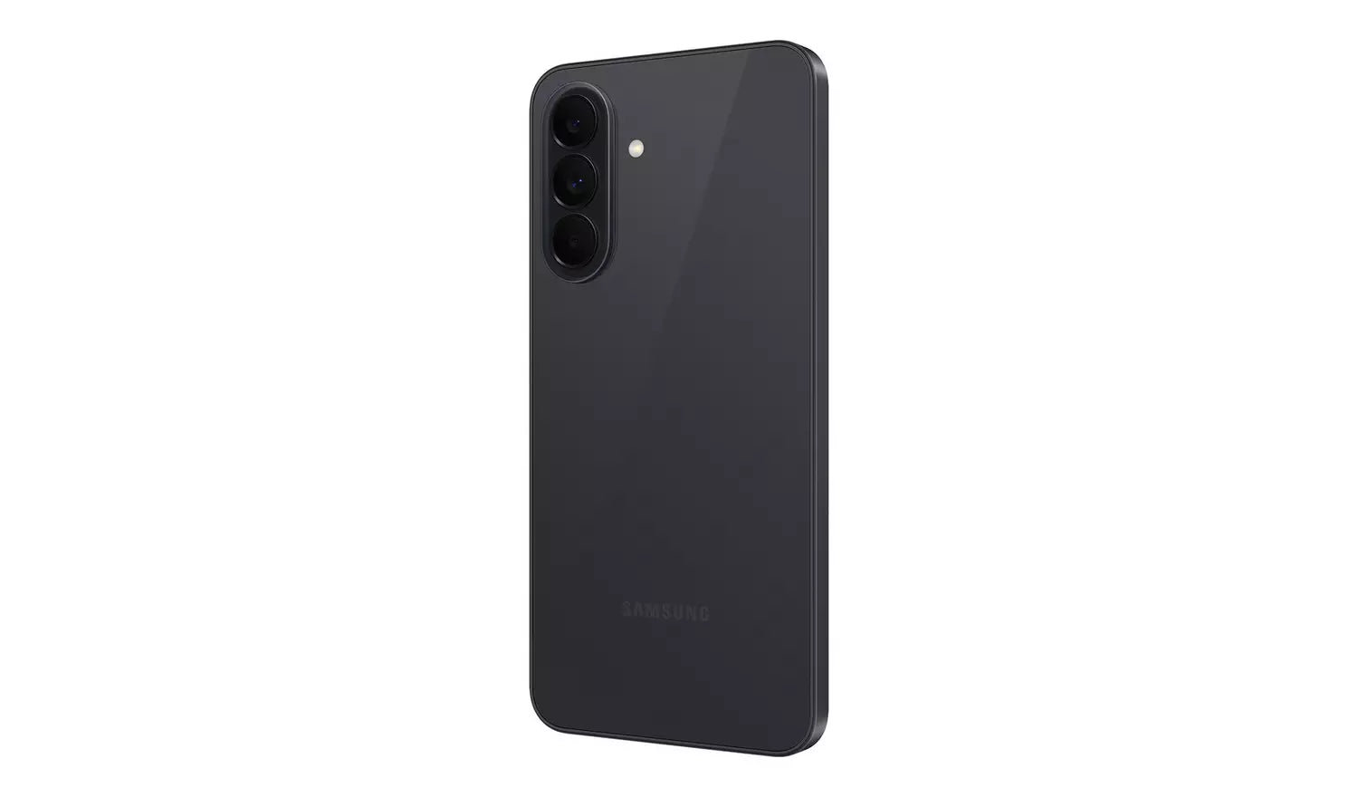 Charcoal Galaxy A37 5G smartphone back view with triple camera module