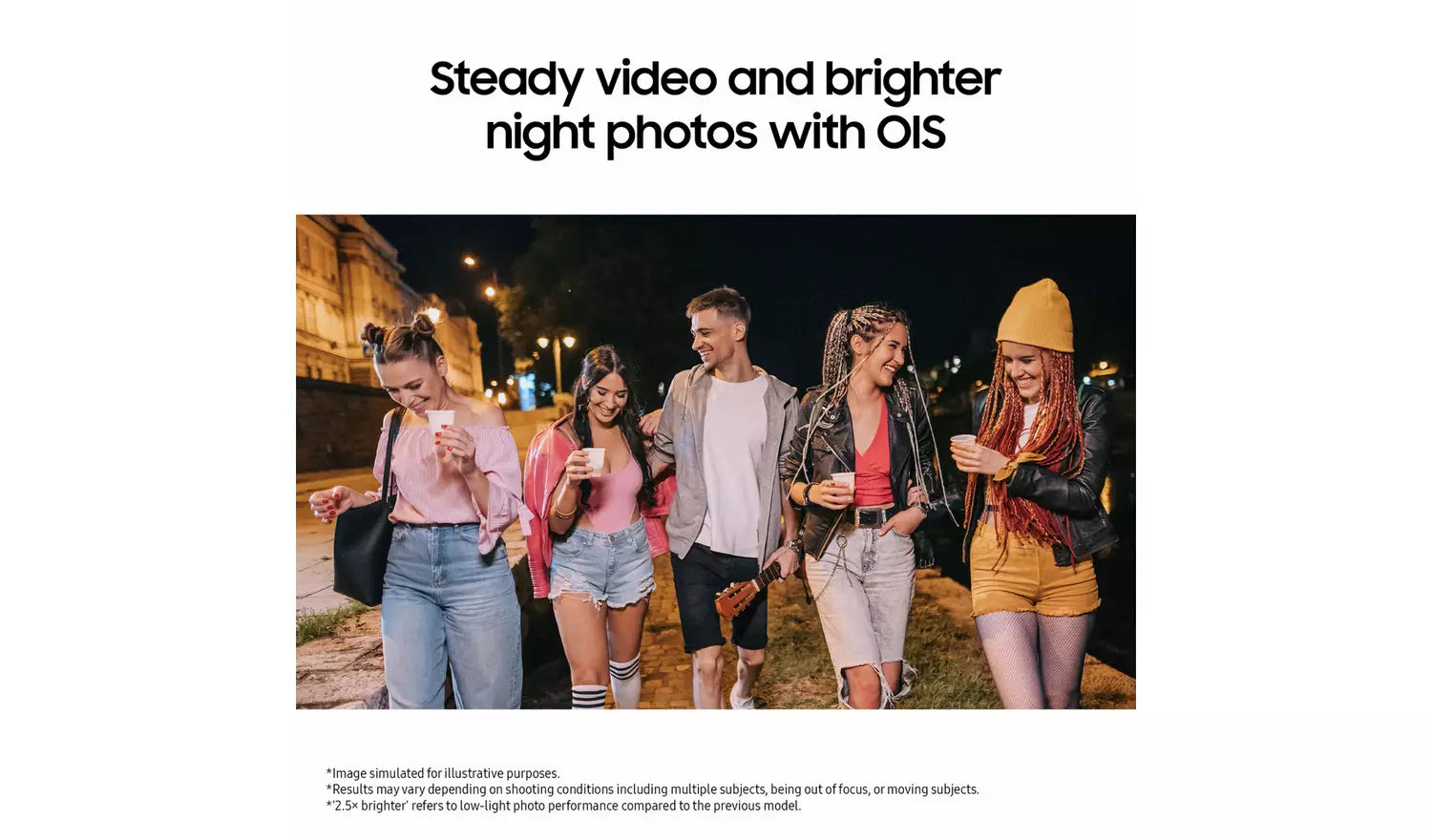 Galaxy A17 4G smartphone feature graphic: OIS for steadier video and night photos