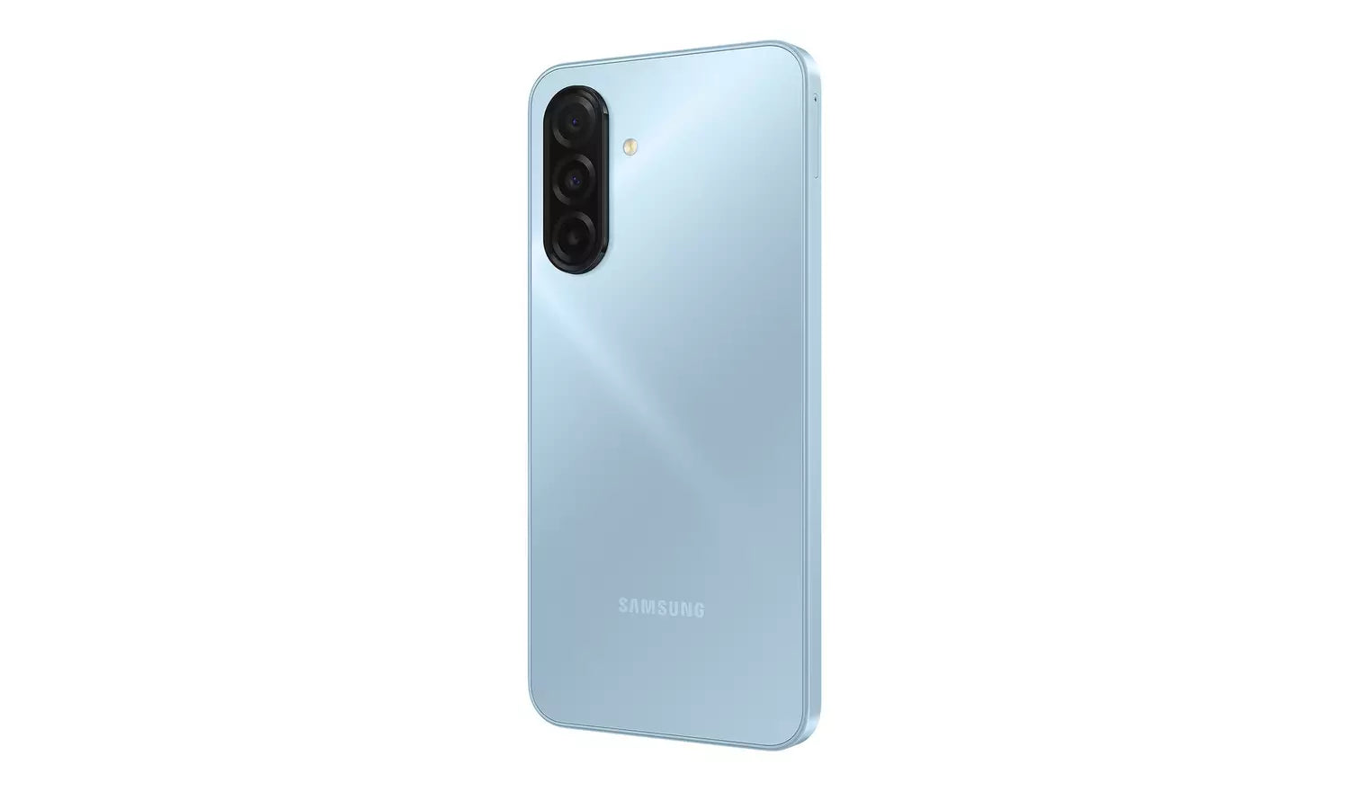 Galaxy A17 4G blue smartphone back view with dual camera lenses