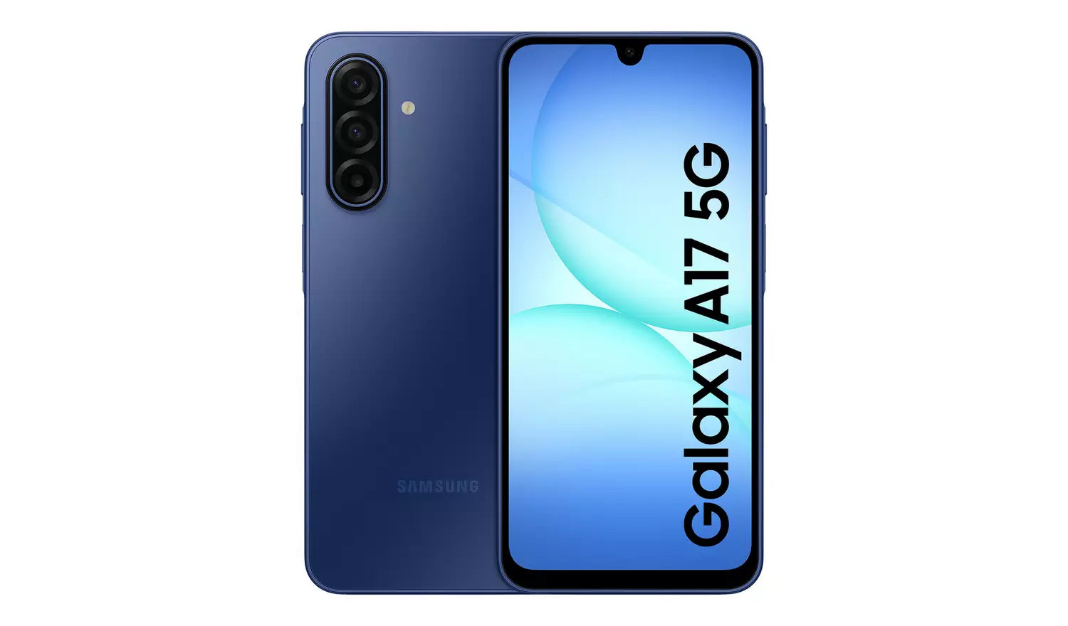 Galaxy A17 5G smartphone front and back, triple rear camera module