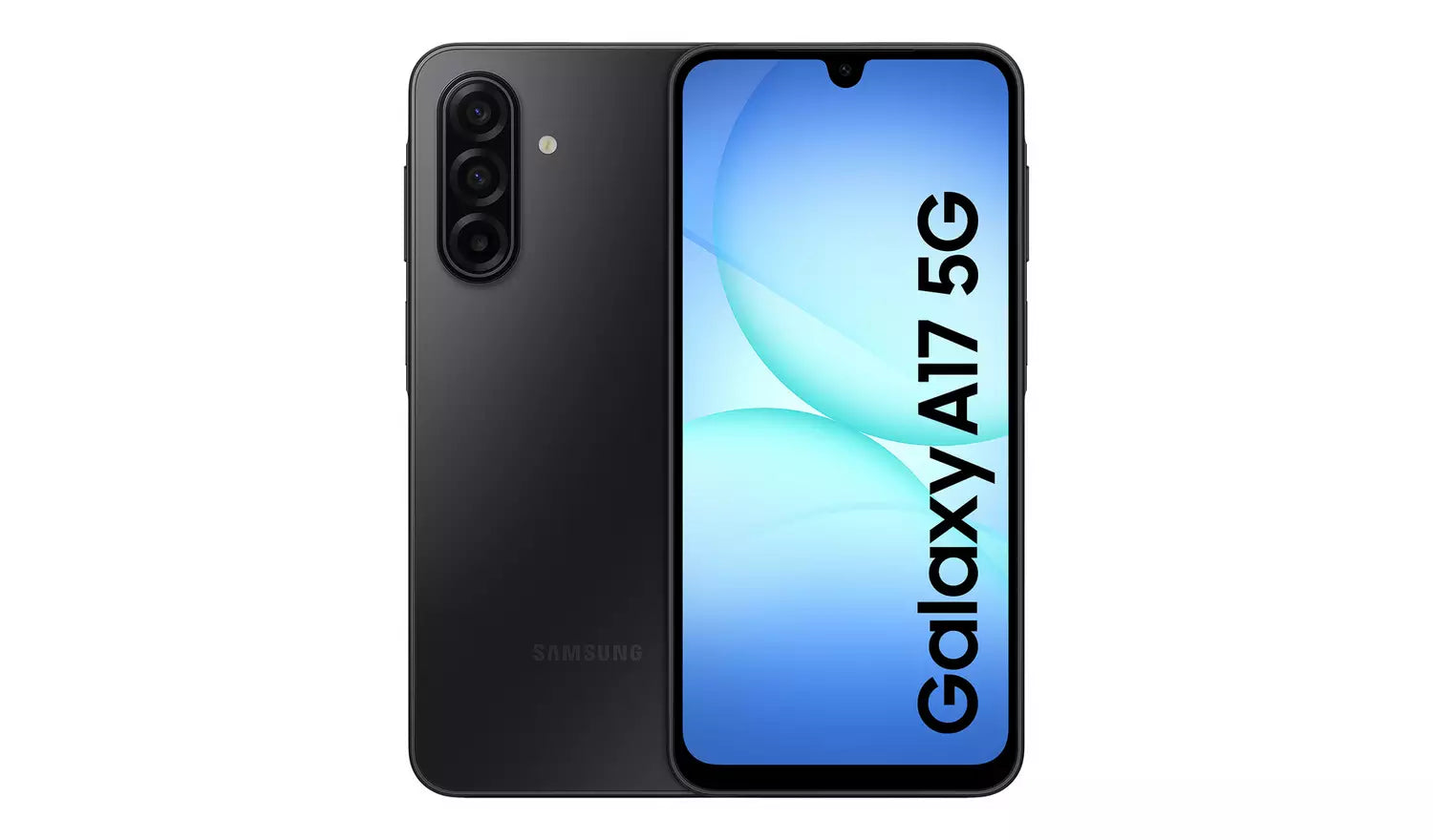 Black Galaxy A17 5G smartphone: front blue display and rear triple cameras (128GB)