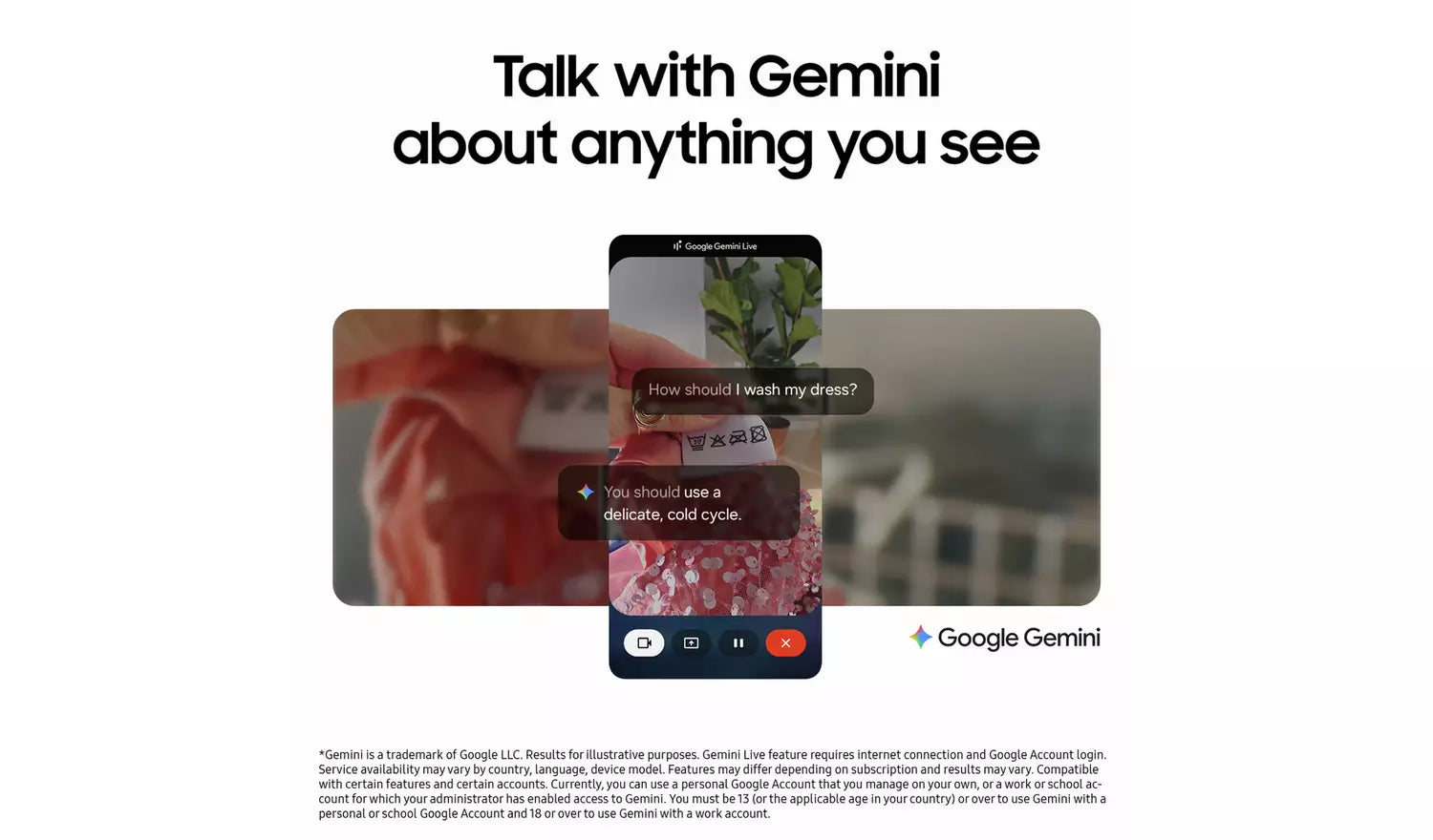 Galaxy A17 5G front showing Google Gemini chat on screen