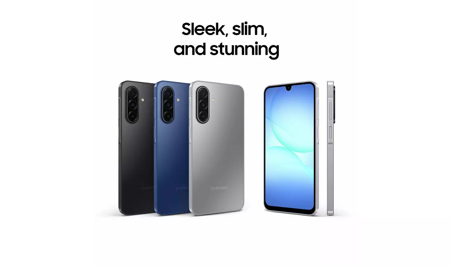 Galaxy A17 5G smartphone, front and back views with dual rear cameras